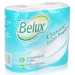 Туалетная бумага  BELUX 2 слоя  4шт. Классик (белая) АКЦИЯ! СКИДКА 5%