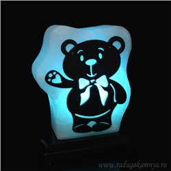 Соляной светильник "Мишка" средний 135*75*175мм 2-3кг, свечение голубое