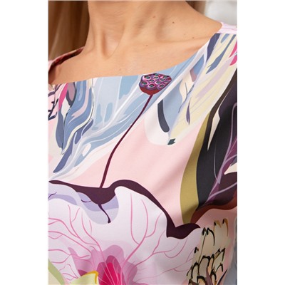 Платье длинное розовое с цветочным принтом Дарья №110