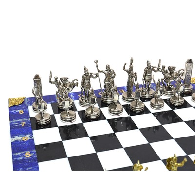 Шахматы подарочные с лазуритом "Битва титанов" 335*335*100мм