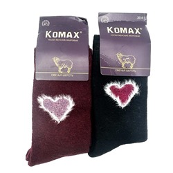 Носки  Жен.  Р-р 36-41 теплые KOMAX (60% ов.шерсть,25%кашемир,15%полиамид/лайкра)Сердечки 3044