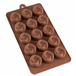 Форма силиконовая для шоколада "Вихрь" 20*10 см, 15 ячеек