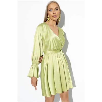 Платье шёлковое зелёного цвета на запах