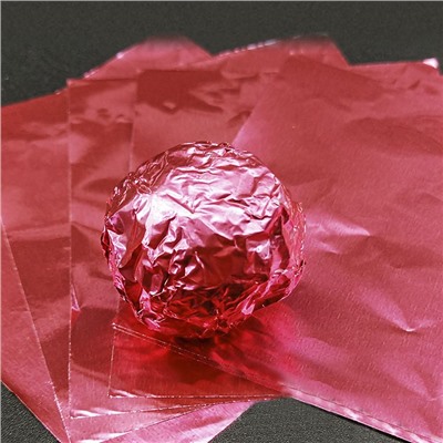 Фольга оберточная для конфет Розовая 10*10 см, 100 шт.
