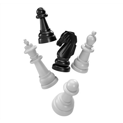 Шахматы в бежевой пластиковой коробке (большие)