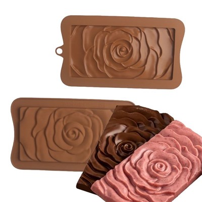Форма силиконовая для шоколада «Плитка роза»