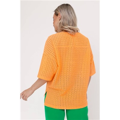 Блузка оранжевая из хлопка-ришелье