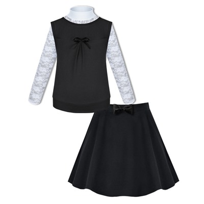 Школьный комплект с серой юбкой, серым жилетом и блузкой 7965-5992-60124