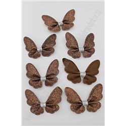 Патч с блестками 6,5*5 см "Бабочка" (10 шт) SF-1874, шоколадный