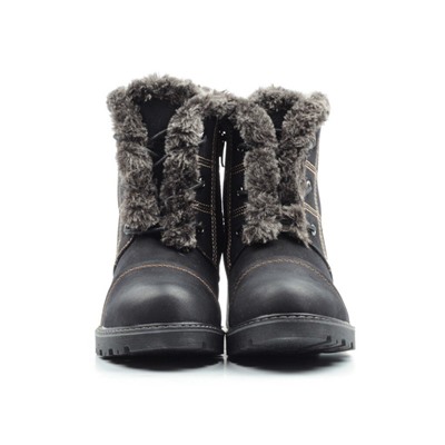 H835-1 BLACK Ботинки зимние женские (искусственная кожа, искусственный мех) размер 36