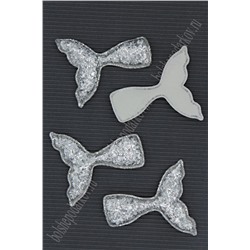 Патч 3D, россыпь пайеток "Хвост русалки" 7*5,5 см (10 шт) SF-1891, серебро