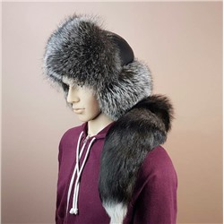 Мужская шапка "Малахай" мех чернобурка, цвет серебро.