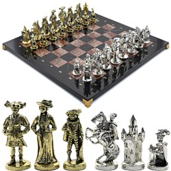 Шахматы подарочные с металлическими фигурами "Рококо", 450*450мм