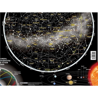Настольная карта звёздного неба односторонняя 58х41см.