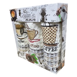 Набор вафельных полотенец CEYLINS COFFEE MINI MULTI 3 пр р-р 35х50