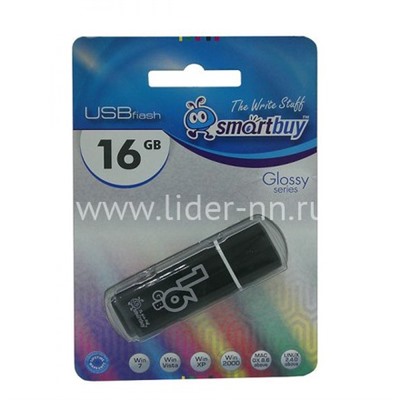 USB Flash 16GB SmartBuy Glossy черный 2.0
