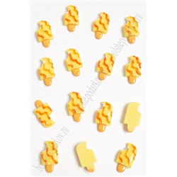Кабошон "Мороженое на палочке, полоски" (20 шт) SF-3106, светло-желтый