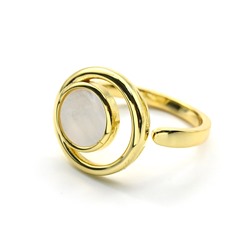 Кольцо с перламутром круг 15мм, золотистый