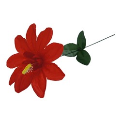 Цветок искусственный Гибискус 42см красный YL-12-1  (вып.по 10шт.)
