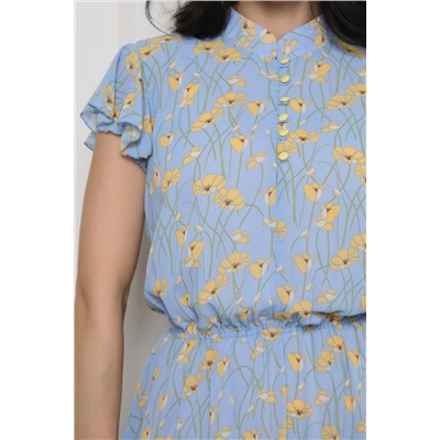 Голубое шифоновое платье с рукавами-крылышками