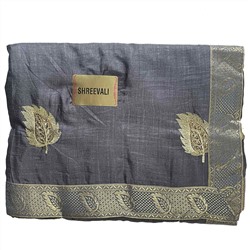 Сари SHREEVALI с каймой и вышивкой, цвет СЕРЫЙ (Size: Onesize, с отрезом для блузы), 1 шт.