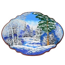 Панно с рисунком из камня, зима "облако" 50,5*37,5см