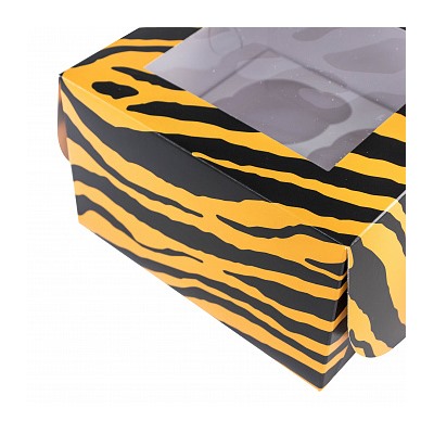 Коробка для 4 капкейков "Текстура тигра", с окном