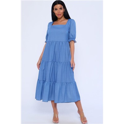 Платье с пышными рукавами голубого цвета 48820