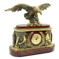 Часы каминные из яшмы и бронзы "Орёл", 325*160*310мм