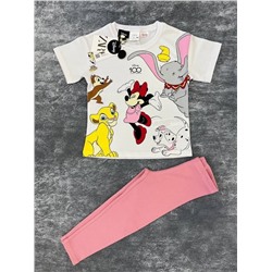 ZARA Комплект Disney100 футболка+розовые лосины в рубчик