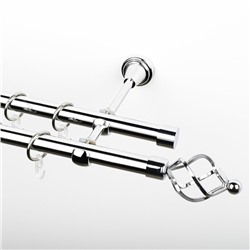 Карниз металлический стыкованный, 2-рядный "Авея", хром, гладкая труба, ø 19 мм  (kn-378)