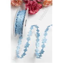 Лента декоративная "Бабочки" 1,7 см (20 ярд) светло-голубой