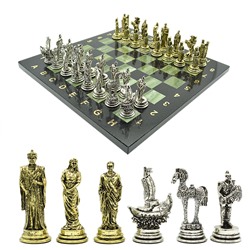 Шахматы подарочные с металлическими фигурами "Троянская война", 250*250мм