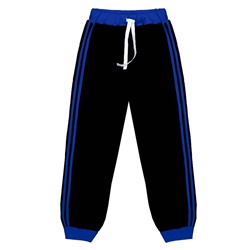 Спортивные брюки для мальчика с лампасами чёрного цвета 79234-МС21