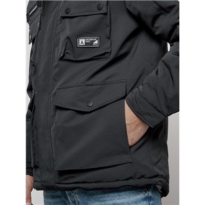 Куртка мужская зимняя с капюшоном молодежная черного цвета 88905Ch