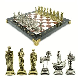 Шахматы подарочные с металлическими фигурами "Троянская война", 250*250мм