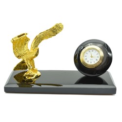 Часы из обсидиана черного"Орёл" 180*80*110мм