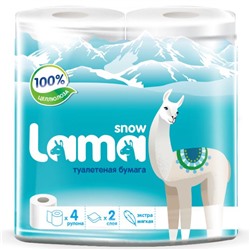 Туалетная бумага  SNOW LAMA 2 слоя  4шт. Белая
