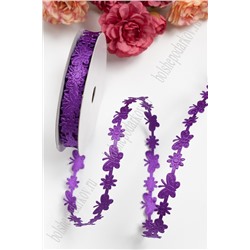 Лента декоративная "Бабочки" 1,7 см (20 ярд) фиолетовый