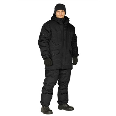 Костюм зимний "ГОРКА" куртка/брюки, цвет: черный, ткань: Рип-Стоп/Рип-Стоп