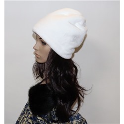 Женская шапка "Линет" экомех, цвет белый