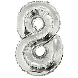 Шарики фольгированные Цифры    "8"  серебро 80см
