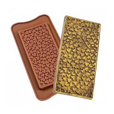 Форма силиконовая для шоколада "Шоколадная плитка сердечки" 20*10 см