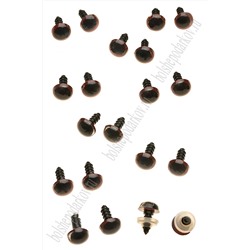 Фурнитура "Глазки для игрушек" 12 мм, с заглушками (20 шт) SF-2140, темно-коричневый