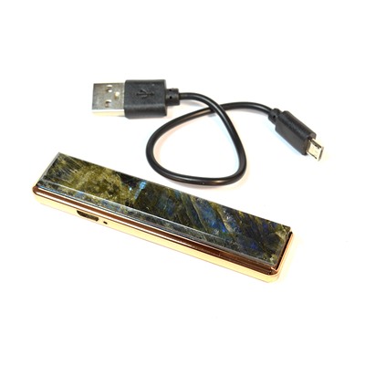 Сувенирная зажигалка USB с камнем лабрадор