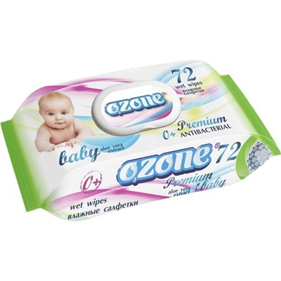 Влажные салфетки АКАМА OZONE  72шт Алое вера д/детей  Premium (с клапаном)