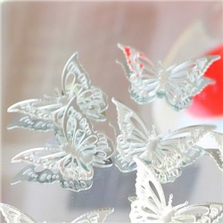 Бабочки из акрила для декора, серебряные, 10 шт