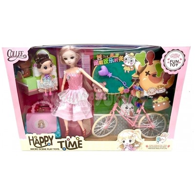 Кукла с велосипедом и аксессуарами Happy time в ассортименте 2027-5, 2027-5