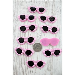 Фурнитура "Очки для игрушек" 5,5*2,3 см (10 шт) SF-2153, розовый в полоску
