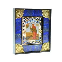 Икона Ксения Петербургская. оклад лазурит. 105*120*20мм